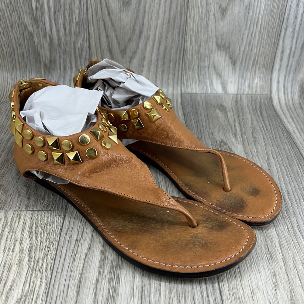 Tory Burch Studded Gladiator Sandals in Tan